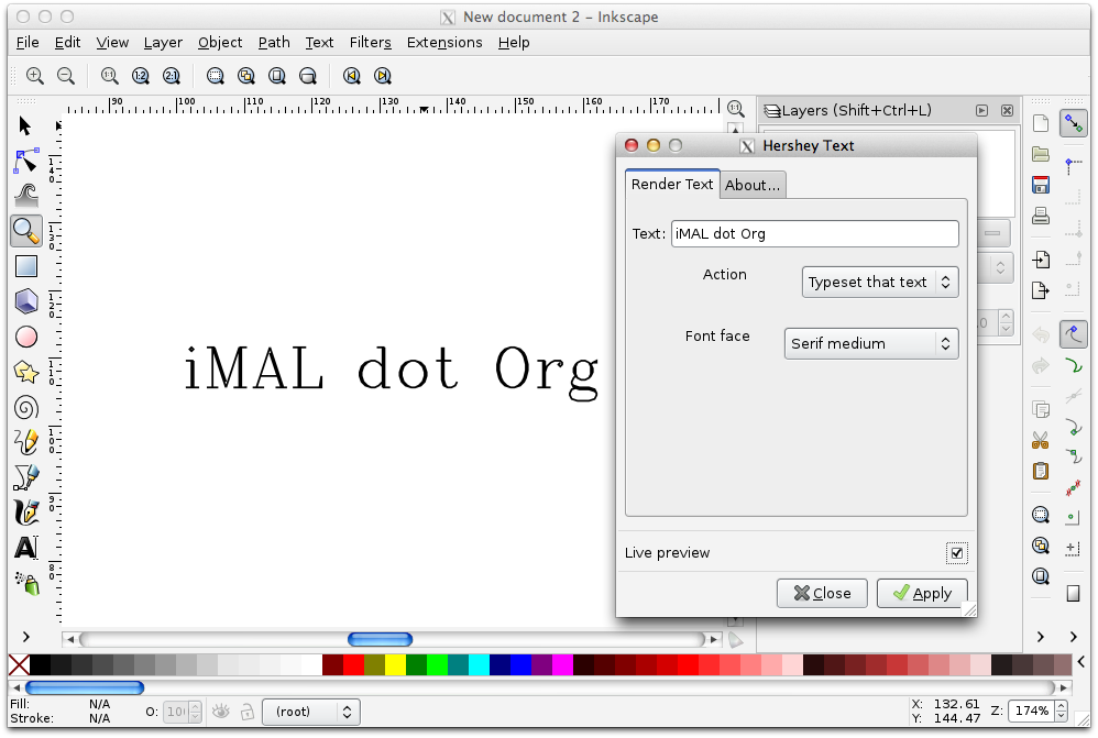 Hershey Text: An Inkscape extension for engraving fonts